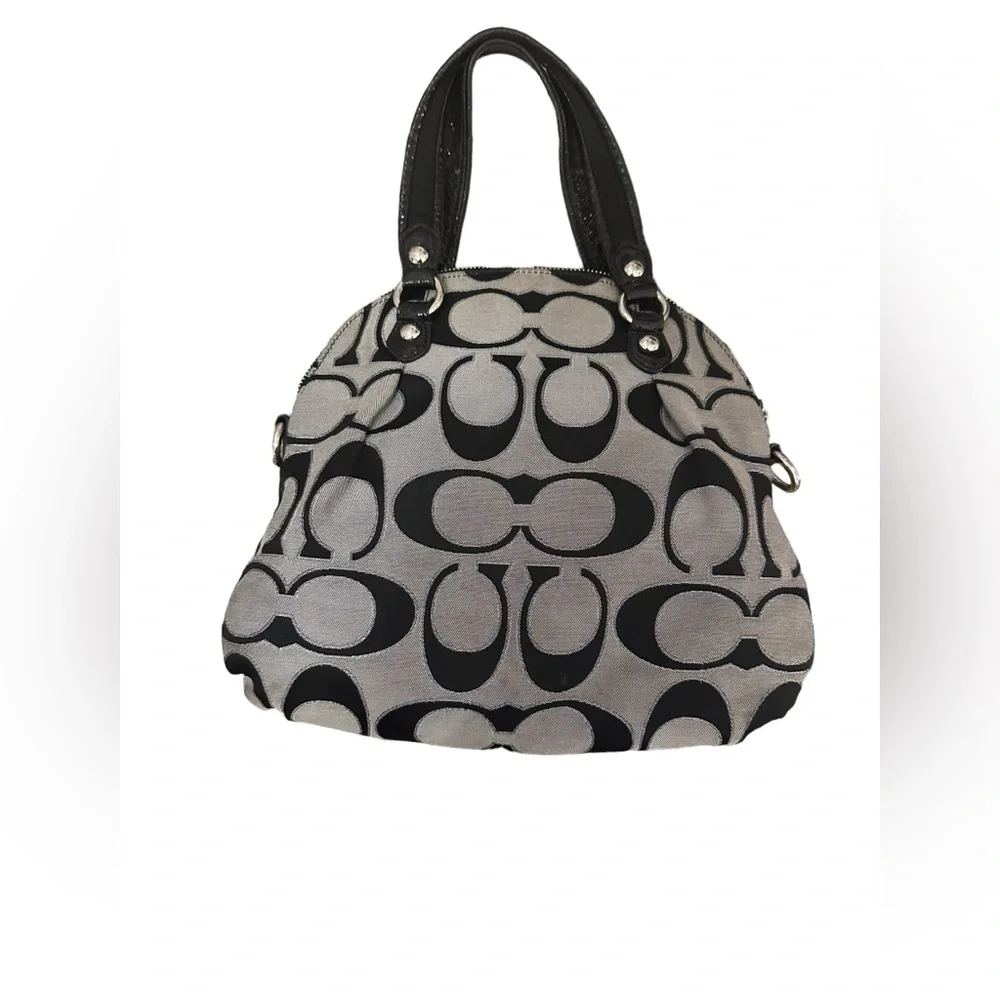 Vintage grey black Coach Poppy handbag with crossbody strap - Picture 5 of 7